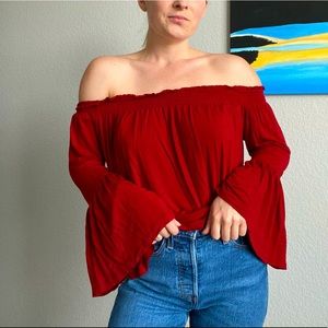Red Off-the-shoulder Top